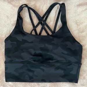CRZ YOGA Dark Grey Camouflage Sports Bra